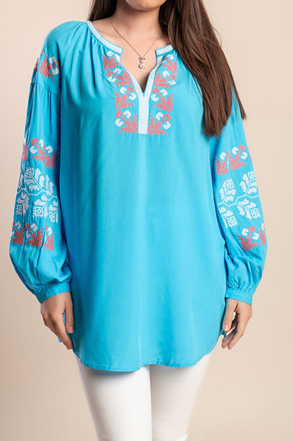 Camicetta con ricamo, blu