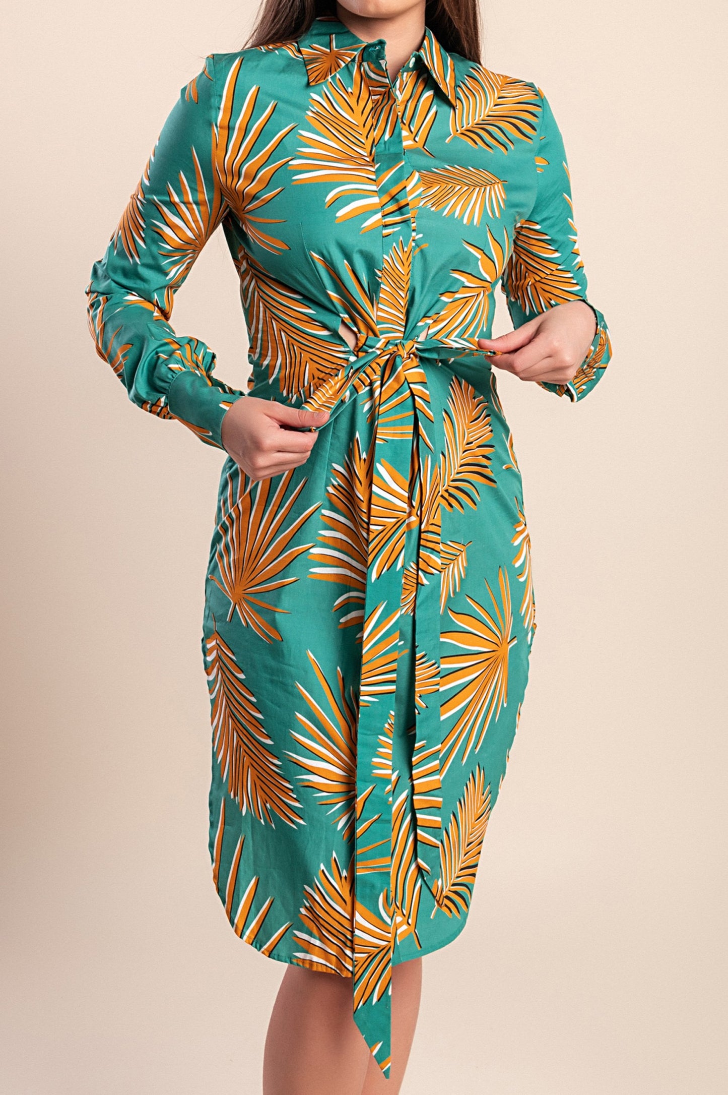 Abito-camicia stampato, verde