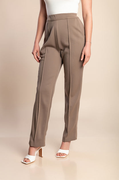 Pantaloni taglie forti con elastico, marroni