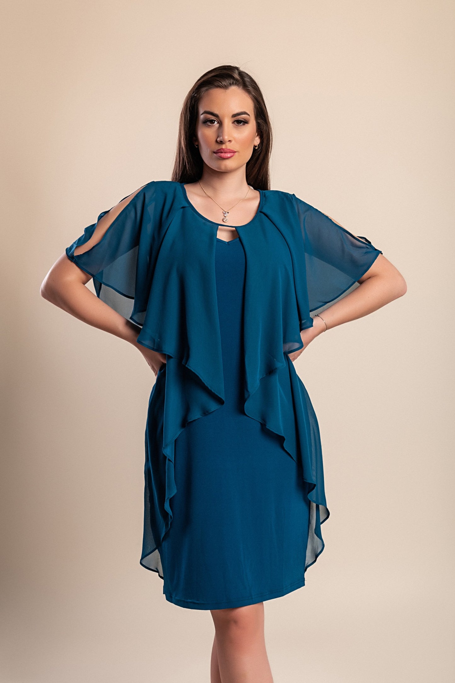 Abito midi taglie forti, petrolio