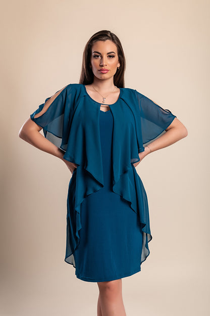 Abito midi taglie forti, petrolio