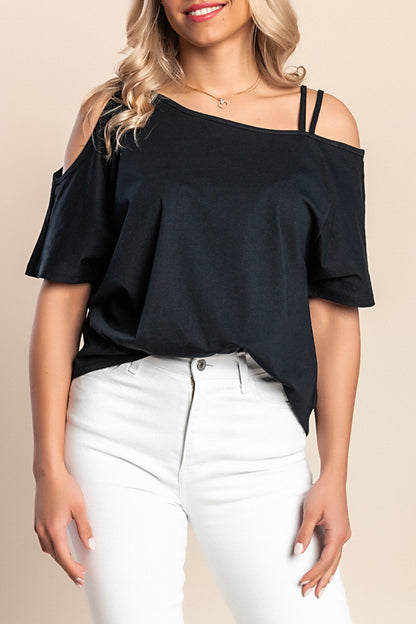 T-shirt in cotone ampia, nera