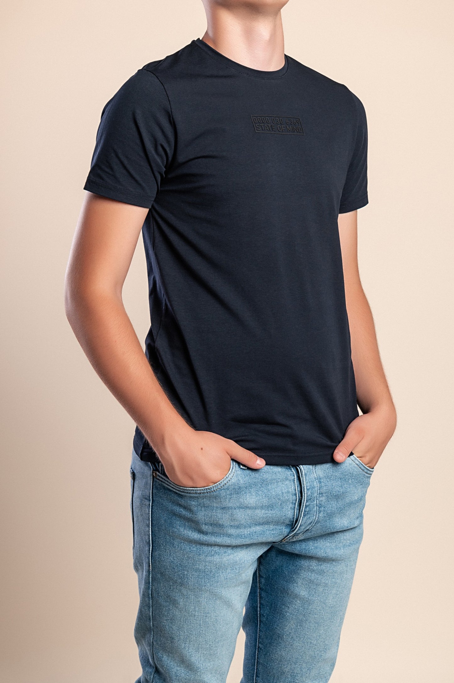 Camicia da uomo in cotone, blu scuro