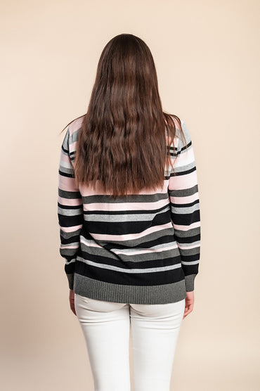 Maglione a righe, rosa chiaro