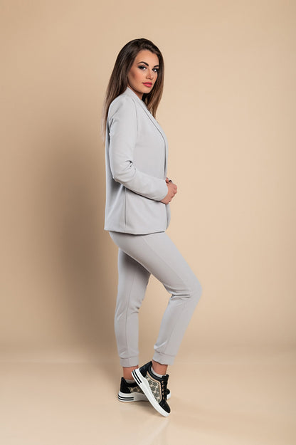 Completo di pantaloni e blazer elegante senza lettere Estrena, nero-nero
