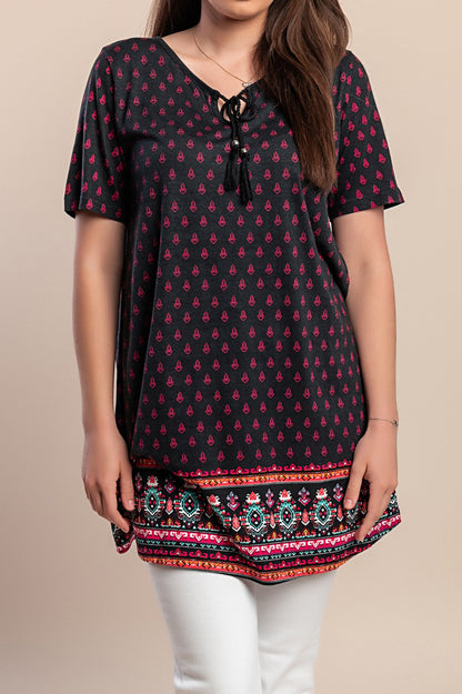 Tunica stampata taglie forti, nera