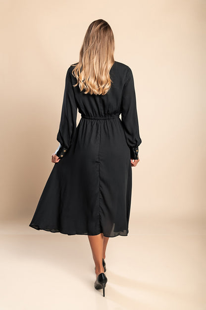 Dettagli in ecopelle Abito midi elegante Plana, Rosa