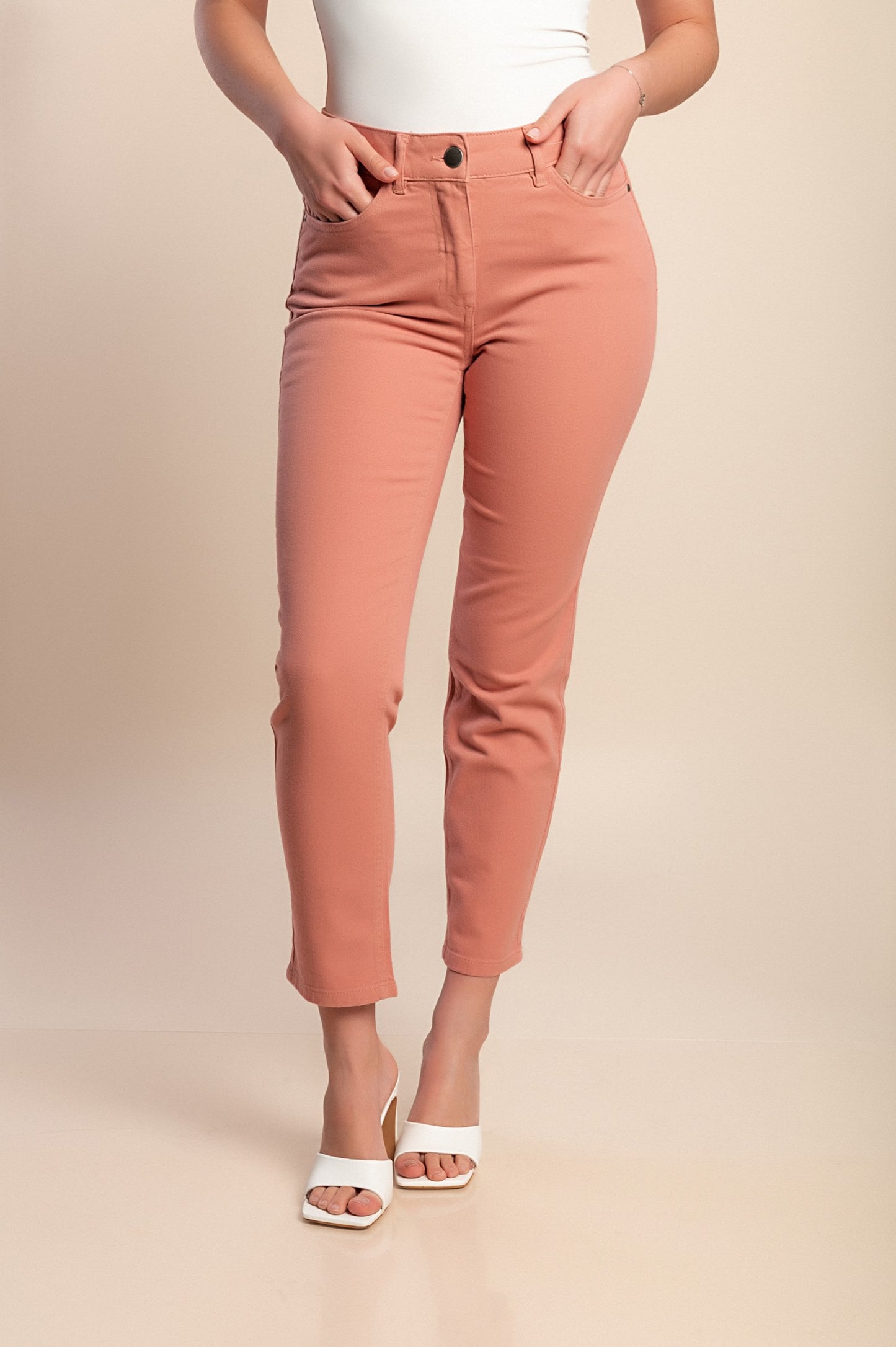 Pantaloni 7/8 in cotone, rosa