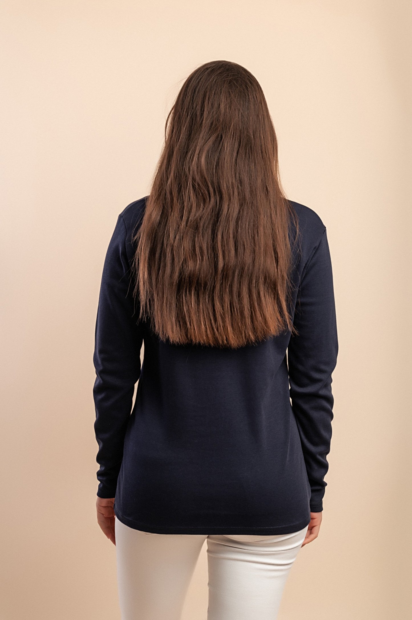 Top a manica lunga in cotone, nero