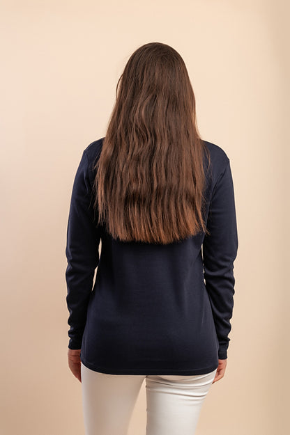 Top a manica lunga in cotone, nero