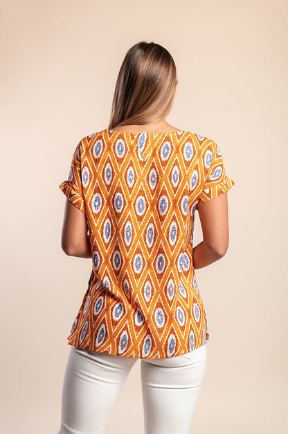 T-shirt con stampa taglie forti, arancione