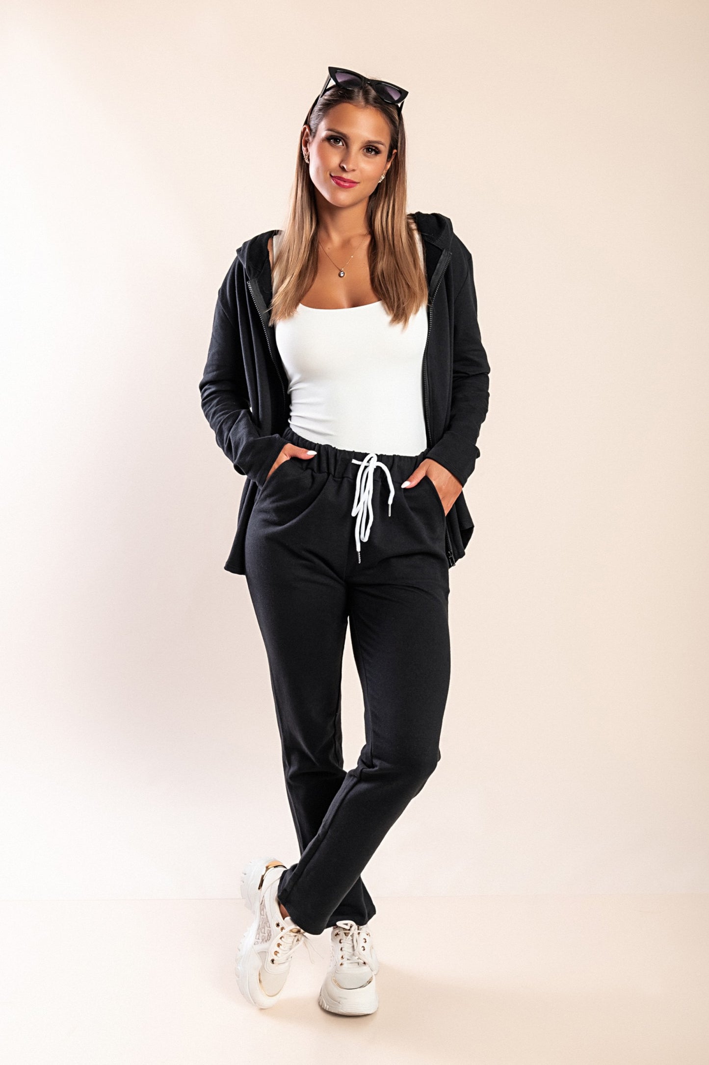 Completo tuta con zip, grigio chiaro