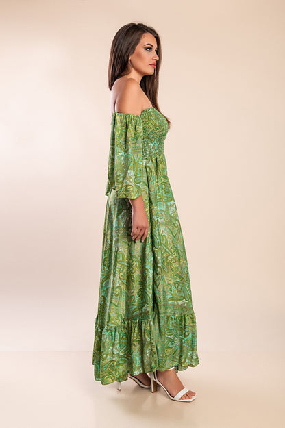 Abito maxi con stampa, multicolore