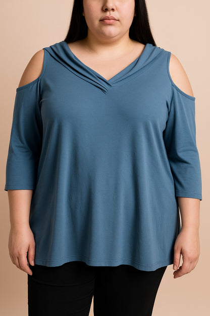 Top con cappuccio, blu