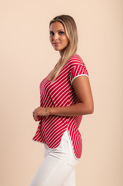 Maglietta a righe, rossa