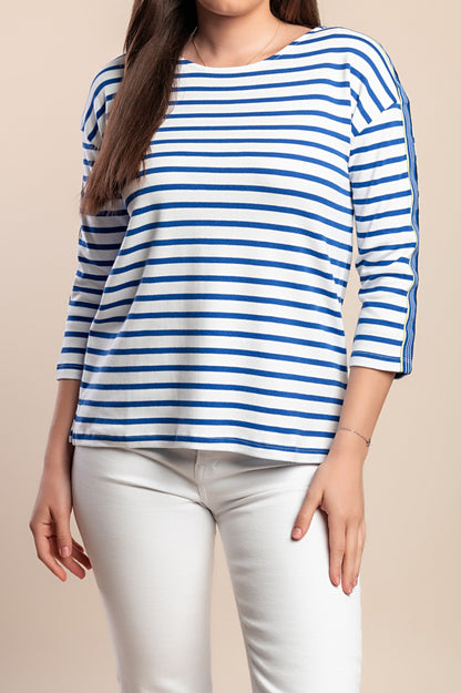 Maglietta in cotone taglie forti, blu