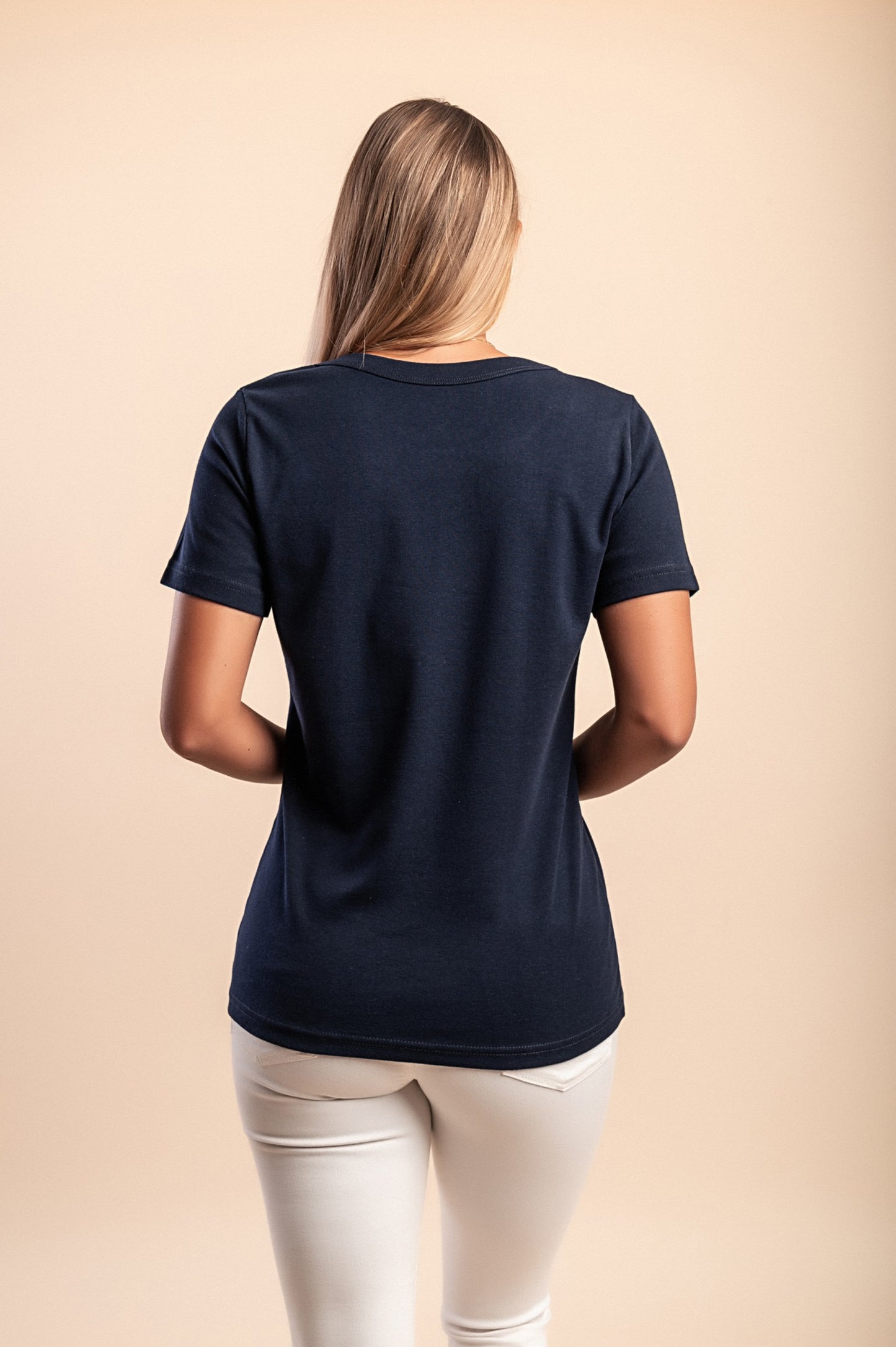 T-shirt in cotone con scollo rotondo, bianca