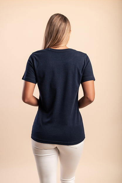 T-shirt in cotone con scollo rotondo, turchese