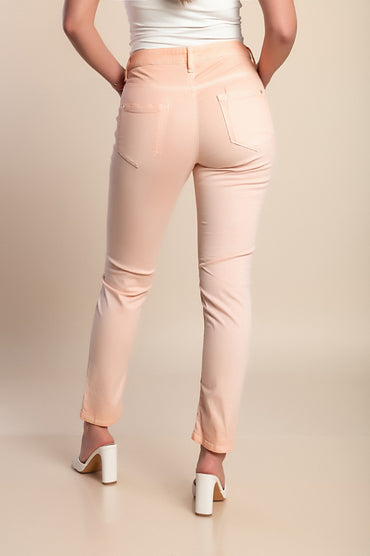 Pantaloni attillati in cotone taglie forti, albicocca