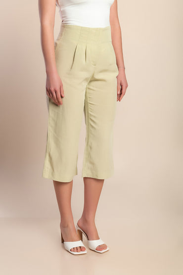 Pantaloni capri taglie forti, verde chiaro