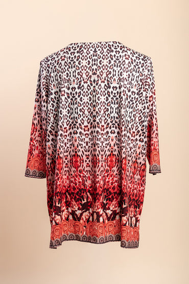 Blusa con stampa leopardata taglie forti, leopardo