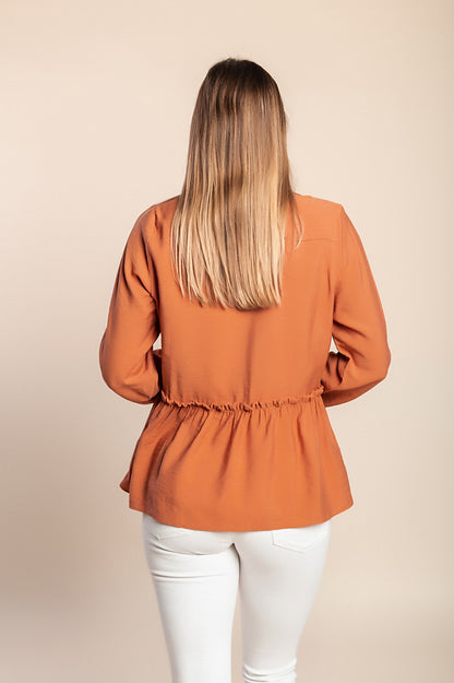 Camicetta a maniche lunghe taglie forti, mattone