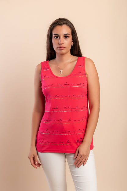 Top senza maniche in cotone, rosa