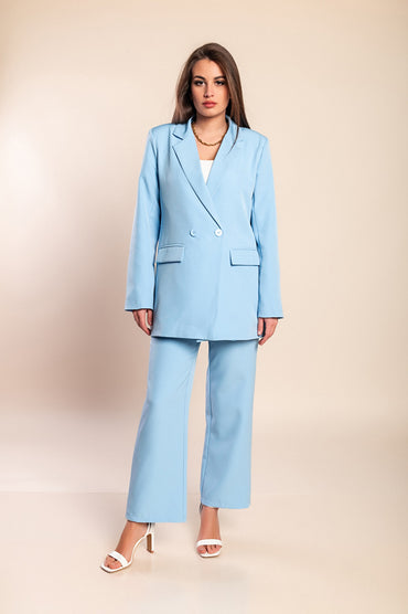 Completo elegante blazer e pantaloni, azzurro