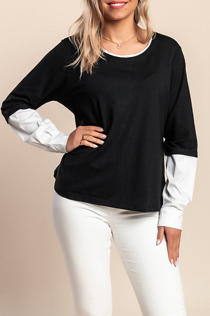 Maglia a maniche lunghe, nera e bianca