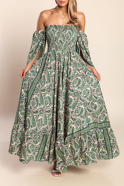 Abito maxi con stampa, multicolore