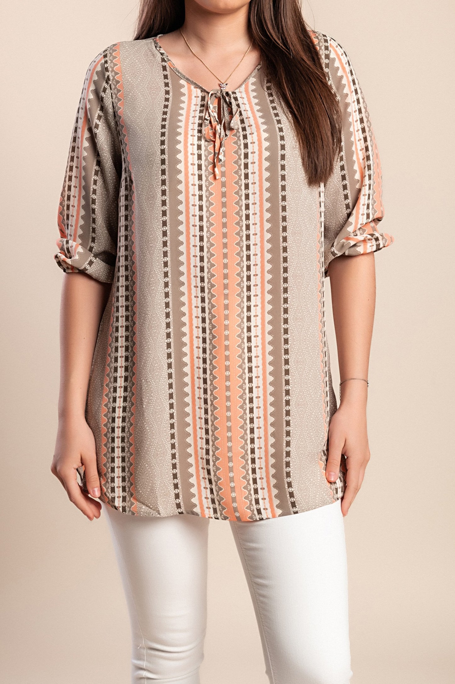 Camicetta stampata, beige