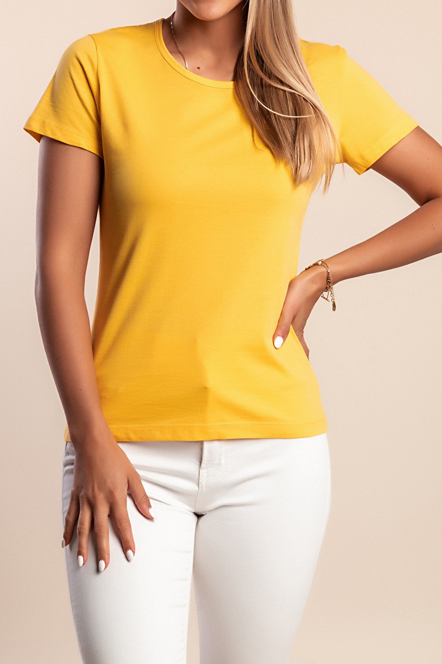 Camicia a maniche corte in cotone, gialla