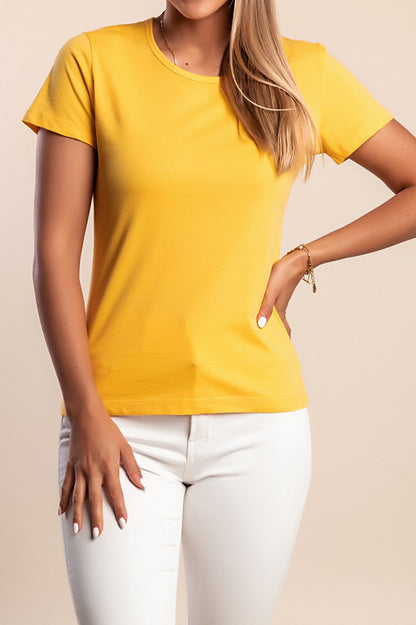 Camicia a maniche corte in cotone, gialla