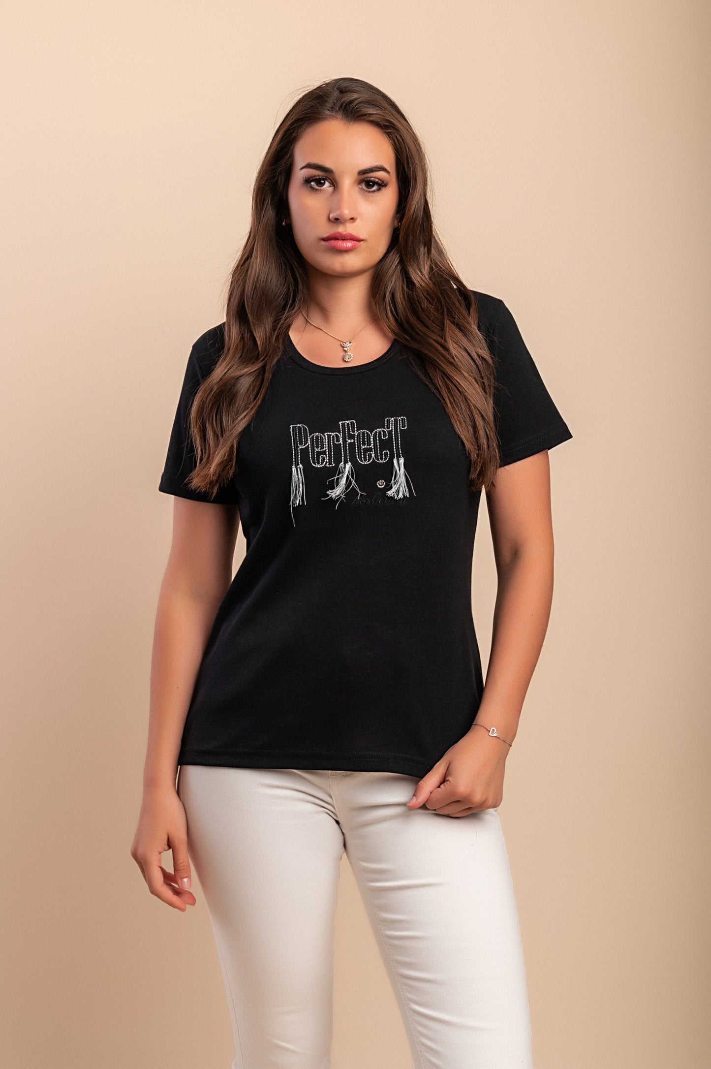 T-shirt in cotone con nappe, bianca