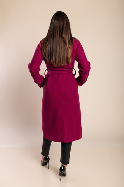 Cappotto elegante con bottoni, fucsia