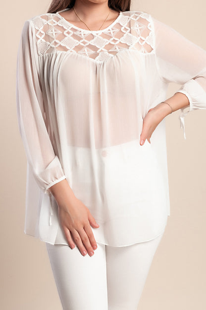 Camicetta semitrasparente, bianca