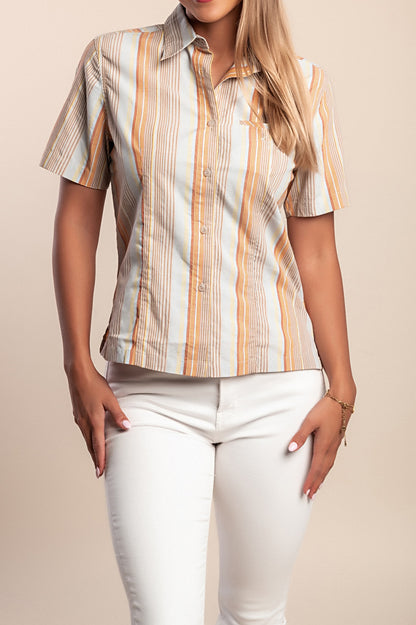 Camicia a righe a maniche corte, lilla