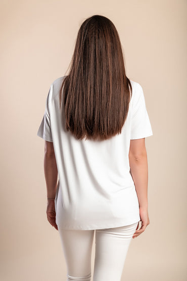 T-shirt stampata taglie forti, bianca