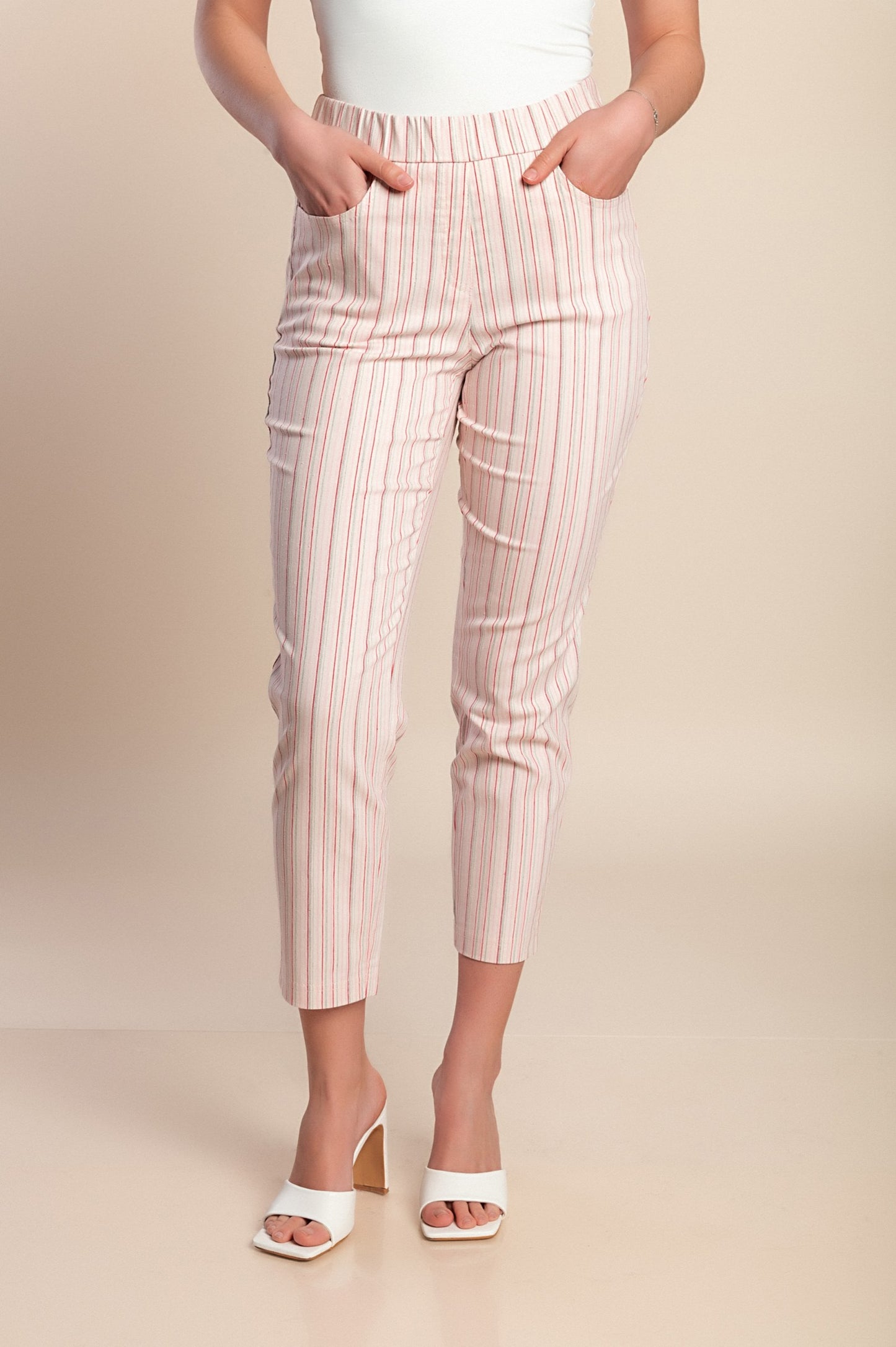 Pantaloni taglie forti 7/8, rosa chiaro