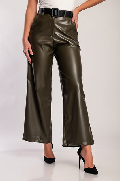 Pantaloni in similpelle, oliva