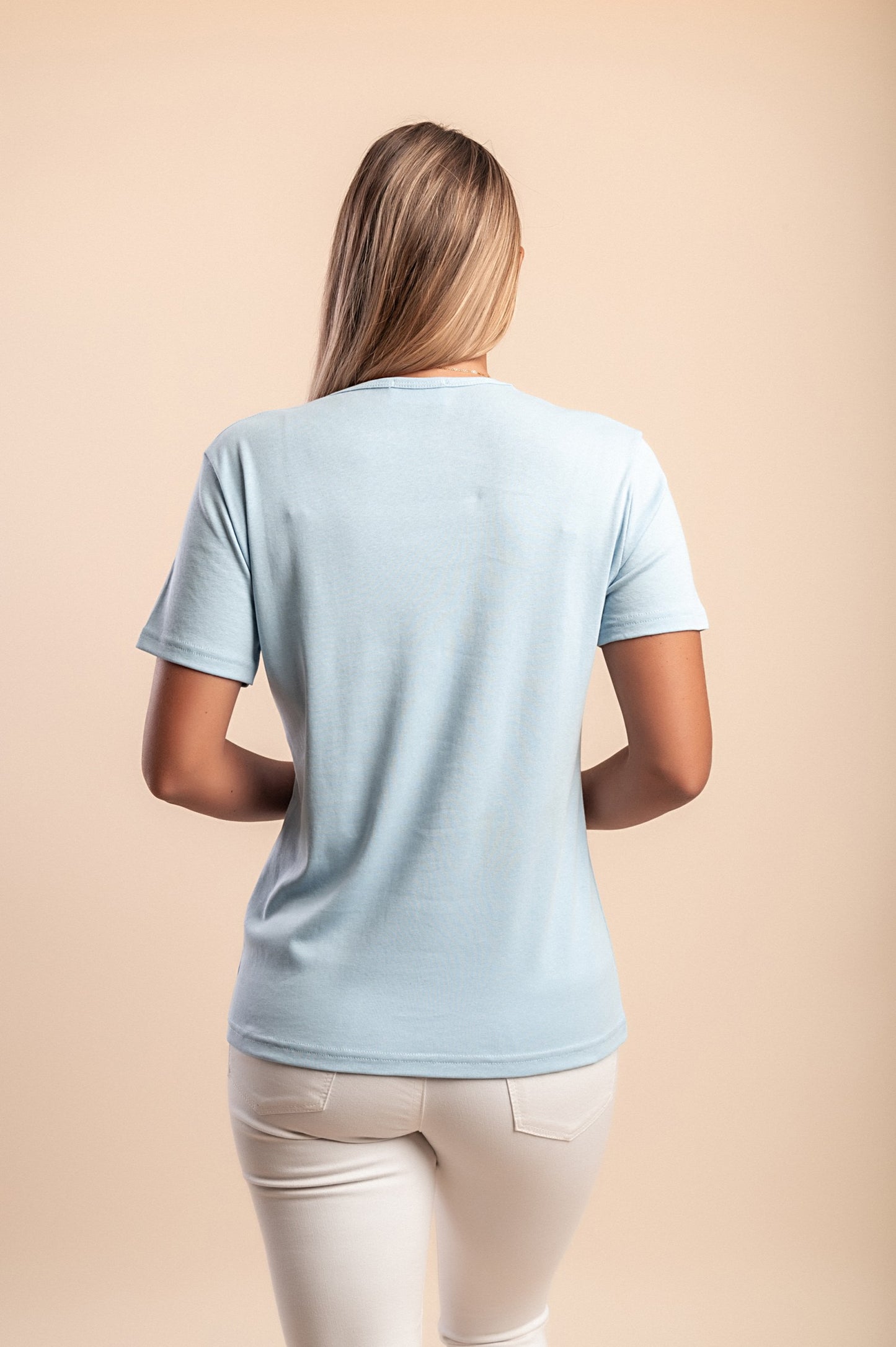 T-shirt in cotone con scollo rotondo, bianca