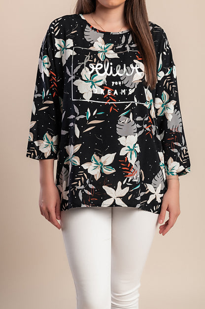 Camicetta stampata, nera