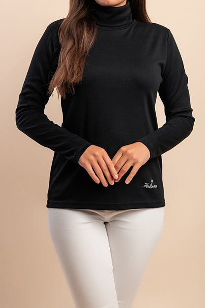 Top in viscosa con collo alto, blu scuro