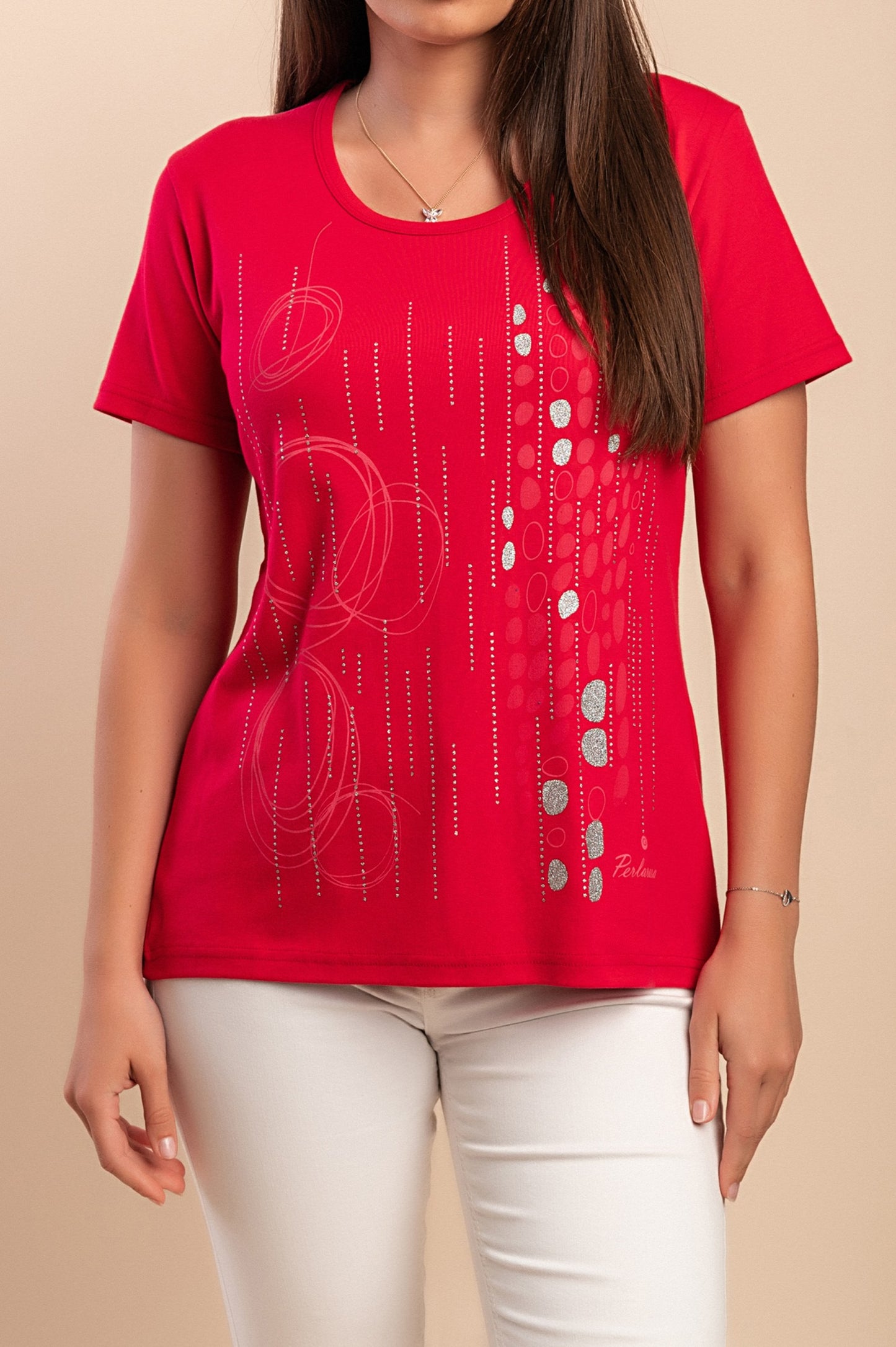 T-shirt in cotone con stampa, rossa