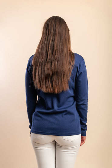 Maglia in cotone a maniche lunghe, blu scuro