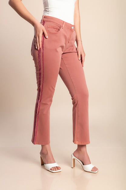 Pantaloni di cotone taglie forti, rosa