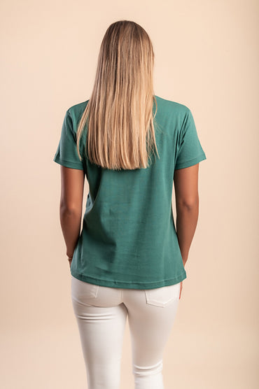 T-shirt in cotone con stampa, verde