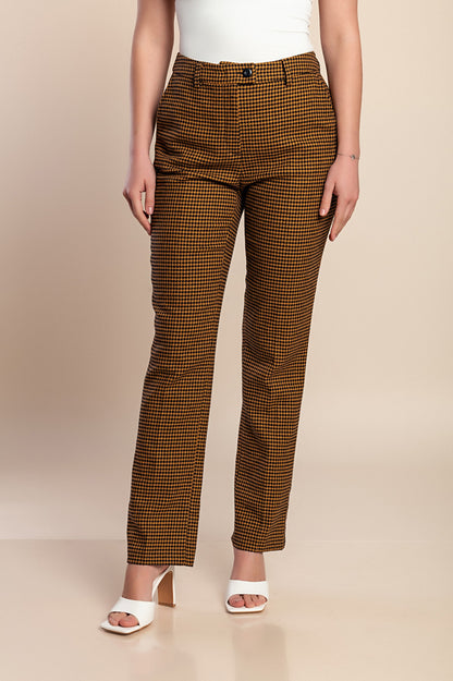 Pantaloni a quadri taglie forti, gialli