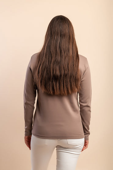 Top in cotone a maniche lunghe, beige