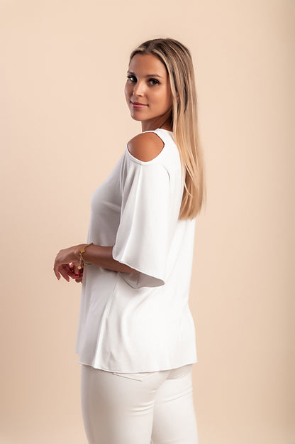 Maglietta con ritagli sulle spalle, nera